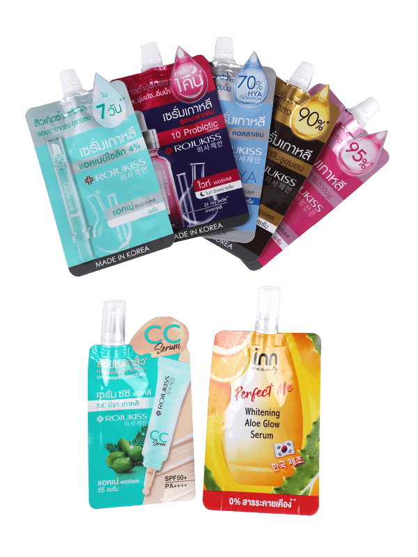 Kantung muncung cetakan tersuai bentuk khas untuk pembungkusan serum